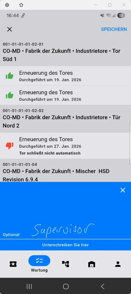 comain smart Positionsabnahme mit digitaler Unterschrift des Supervisors